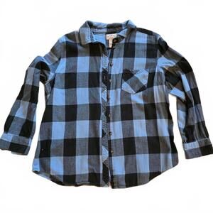 Cozy Blue Mountain Blue & Black Plaid Flannel Shirt – XL